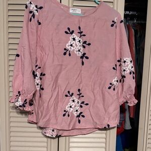 Floral Embroidered Blouse in Pink